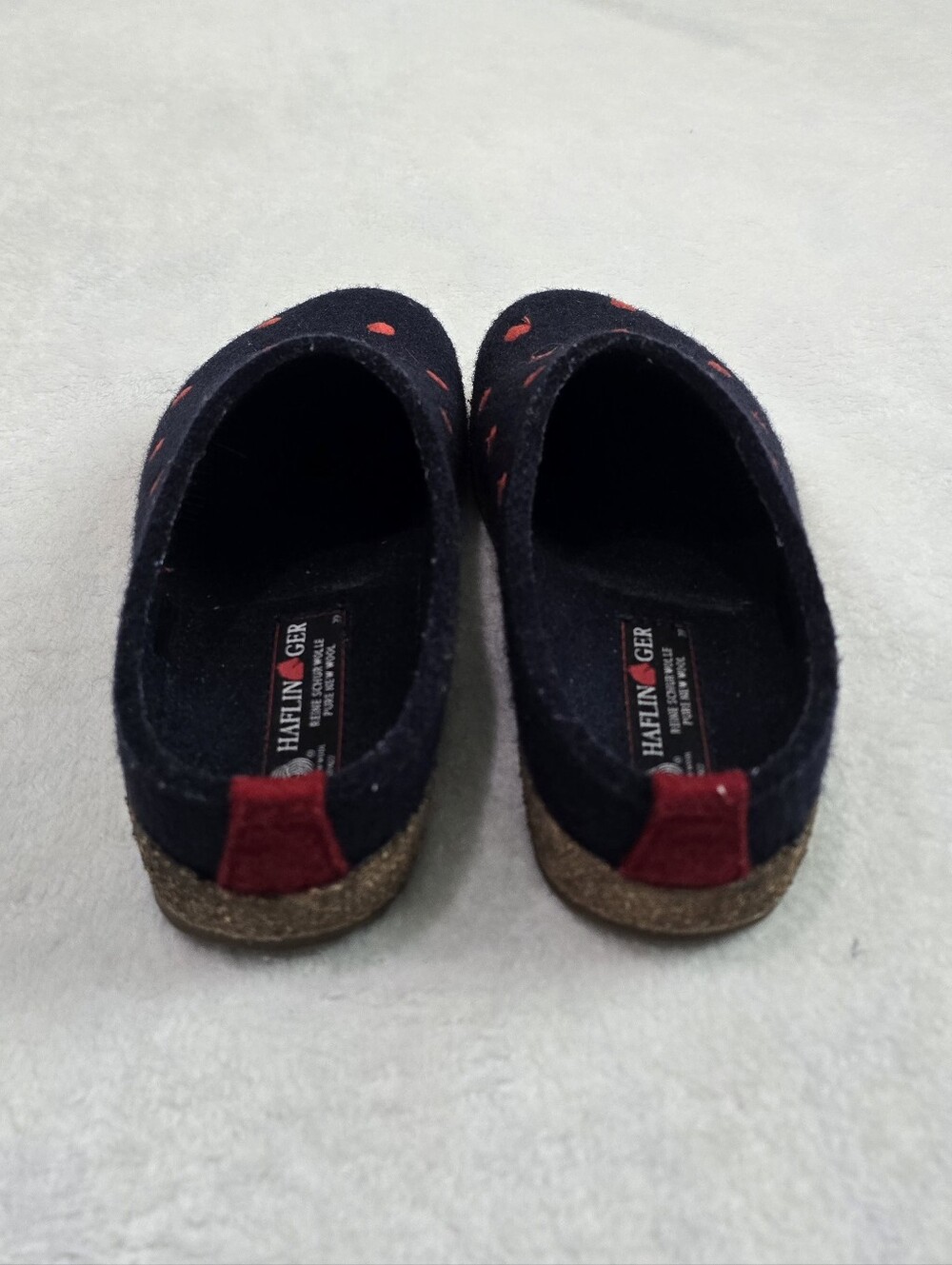 Women's Haflinger Grizzly Couricini Slippers Heart Clogs Wool Shoes Size 8 Flats - Picture 7 of 9